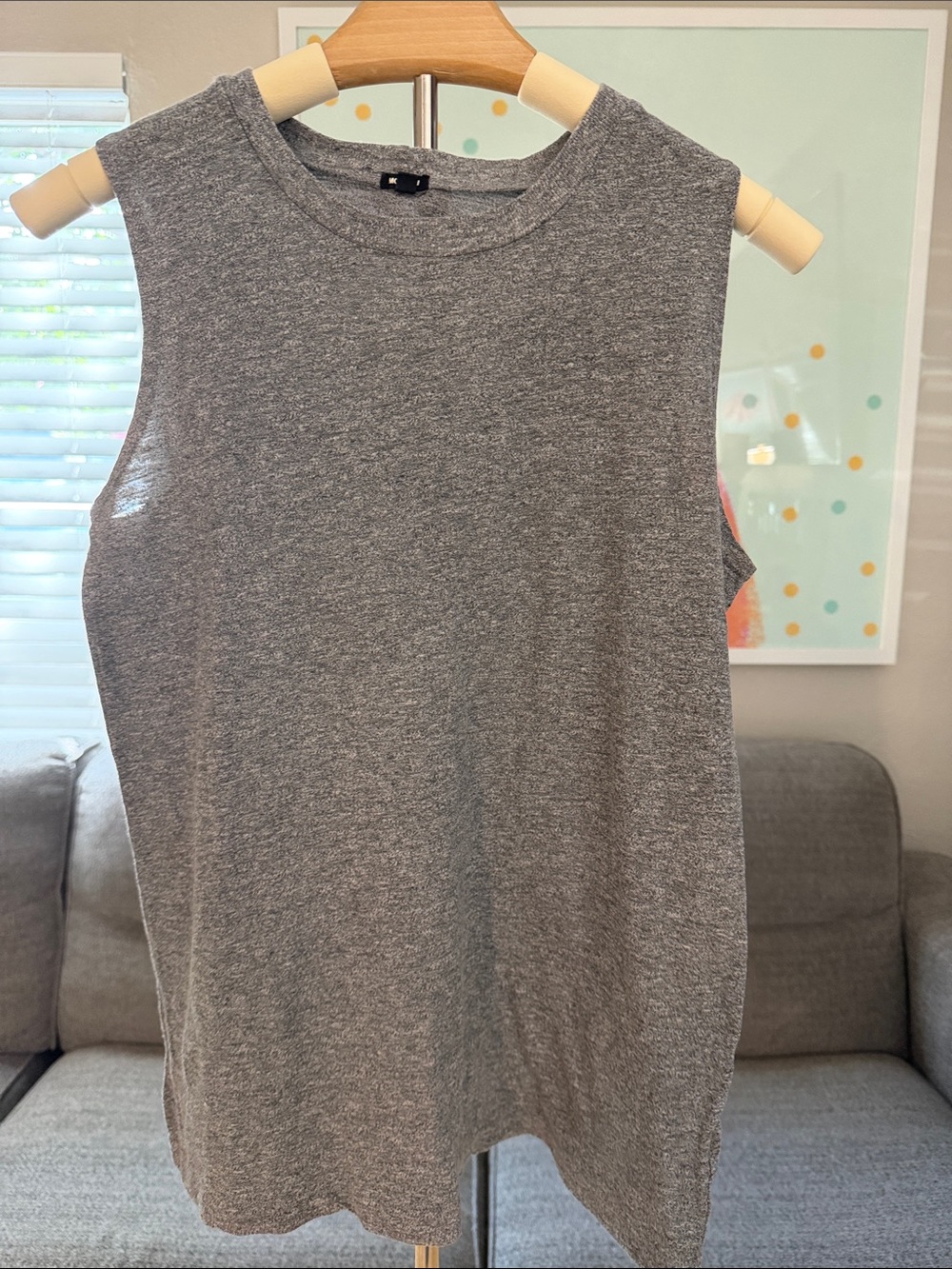 Monrow Gray Sleeveless Muscle Tee